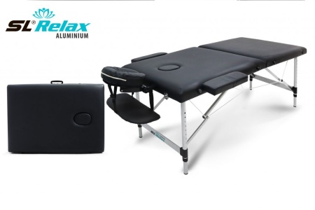 Массажный стол Start Line Aluminium Relax black, складной, регулируемый по высоте, до 250 кг.