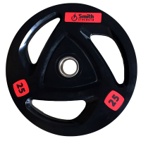 Диск для штанги Smith WP085-25 c 3-м хватом, обрезиненный, 25кг