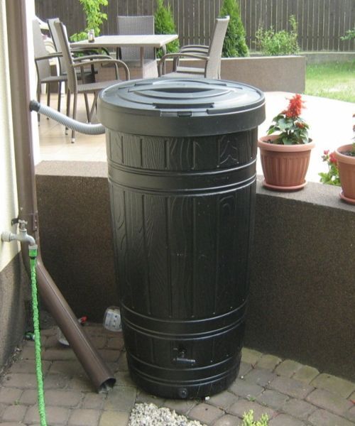 Водосборник дождевой воды Prosperplast Woodcan 265 л., пластиковый, с краном и шлангом, черный
