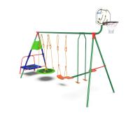 Детский комплекс DFC MULTIPLAY MTB-01 качели: планер, верёвочные, гнездо; мини-батут и баскетбольный щит