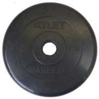 Диск обрезиненный черный Mb Barbell ATLET d-51 25кг