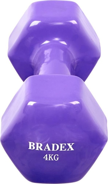 Набор гантелей обрезиненных Bradex SF 0872 по 4 кг фиолетовые, 2 шт.