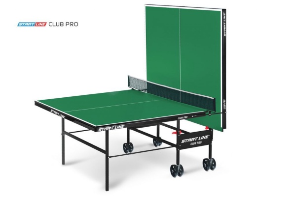 Теннисный стол Start Line Club Pro GREEN, профессиональный, для помещений, складной, с сеткой