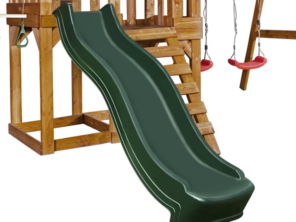 Детская игровая площадка Babygarden play 6 DG с турником, веревочной лестницей, кольцами и темно-зеленой горкой 2.20 метра