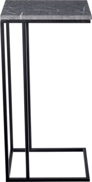 Придиванный столик Loft 35x35см, серый мрамор с чёрными ножками