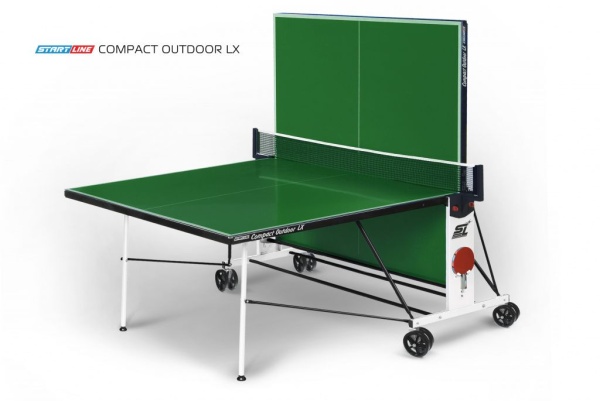 Теннисный стол Start Line Compact Outdoor LX GREEN, любительский, всепогодный, складной, с сеткой