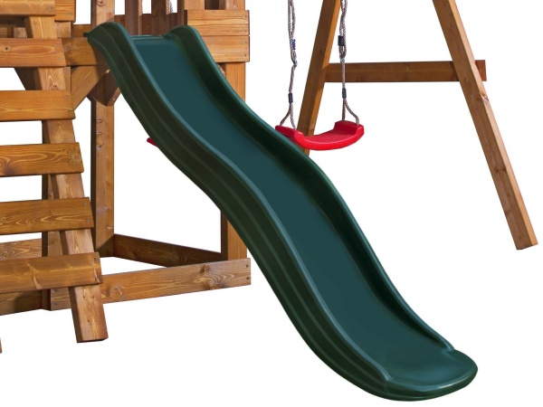 Детская игровая площадка Babygarden play 5 DG с веревочной лестницей, закрытым балконом, кольцами и темно-зеленой горкой