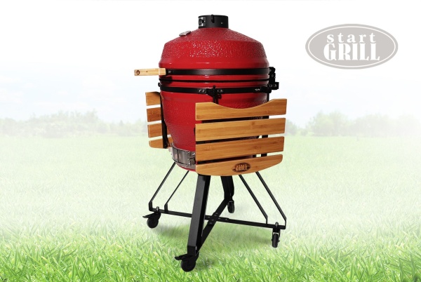 Гриль керамический Start Grill PRO 22 красный, со складными столиками