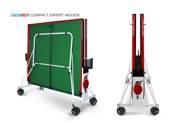 Теннисный стол Start Line Compact EXPERT Indoor GREEN, любительский, для помещений, складной, с сеткой