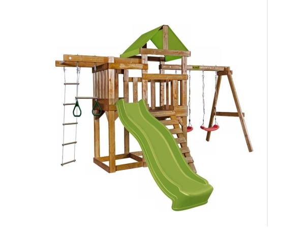 Детская игровая площадка Babygarden play 6 LG с турником, веревочной лестницей и светло-зеленой горкой 2.20 метра