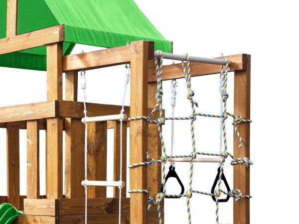 Детская игровая площадка Babygarden play 10 LG с канатной сеткой, веревочной лестницей, трапецией и светло-зеленой горкой 2.20 метра
