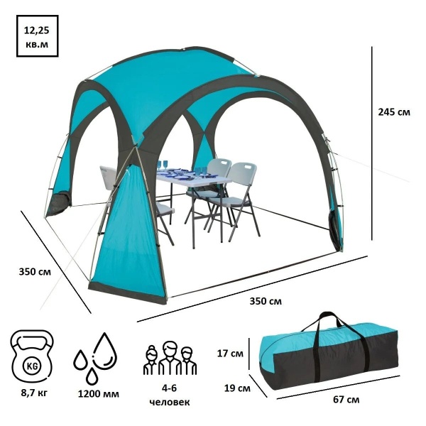 Палатка Green Glade 4-местная Rodos с москитной сеткой и вентиляцией