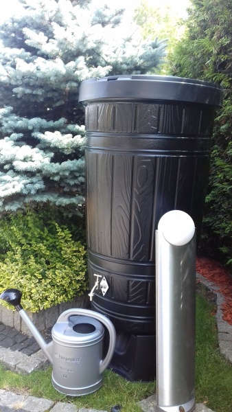 Водосборник дождевой воды Prosperplast Woodcan 265 л., пластиковый, с краном и шлангом, черный