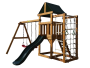 Детская игровая площадка Babygarden play 9 DG с канатной сеткой, веревочной лестницей, трапецией и темно-зеленой горкой 1.75 метра