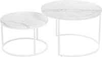 Набор кофейных столиков Tango белый мрамор с белыми ножками, 2шт