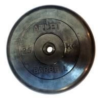 Диск обрезиненный, чёрного цвета, 31 мм, 25 кг Atlet Mb Barbell