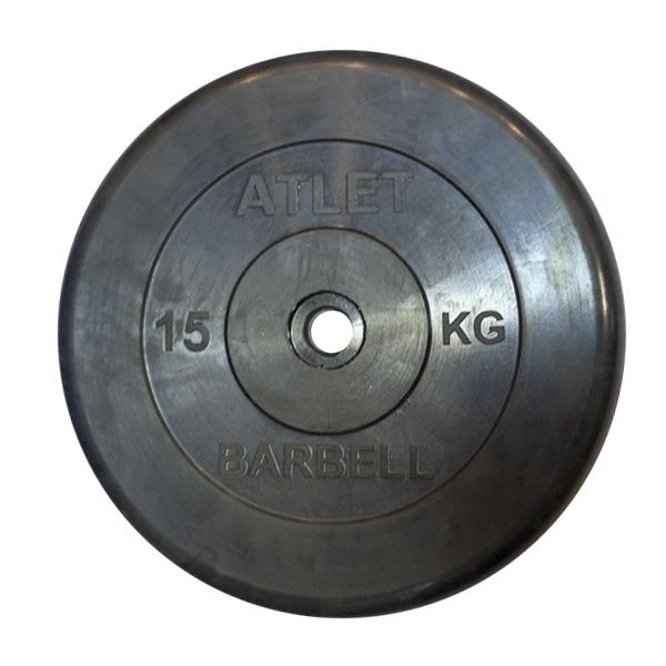 Диск обрезиненный, чёрного цвета, 31 мм, 15 кг Atlet Mb Barbell
