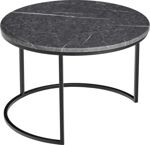 Набор кофейных столиков Tango серый мрамор с чёрными ножками, 2шт
