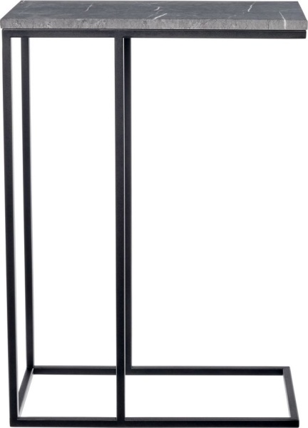 Придиванный столик Loft 50x30см, серый мрамор с чёрными ножками