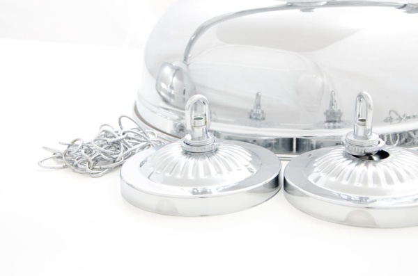 Лампа на пять плафонов «Crown» (серебристая штанга, серебристый плафон D38см)