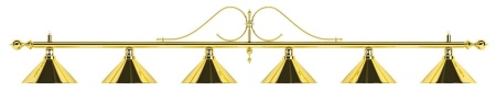 Лампа на шесть плафонов «Classic» (витая золотистая штанга, золотистый плафон D35см)